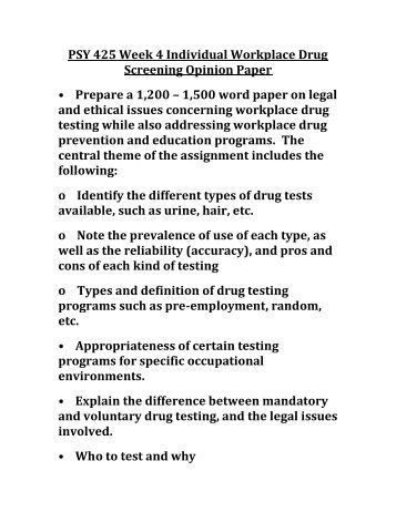 Drug essay in mandatory testing workplace