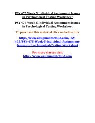 UOP PSY 475 Week 5 Individual Assignment Issues in Psychological Testing Worksheet