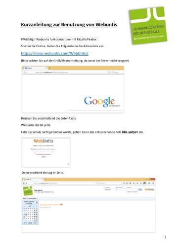 Kurzanleitung zur Benutzung von Webuntis V-1.0.d