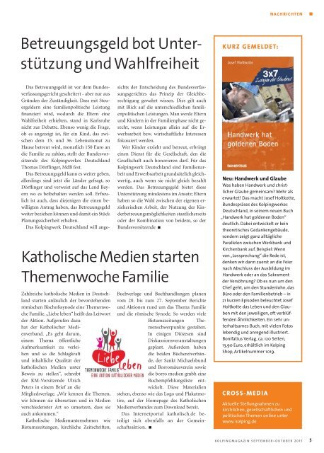 Kolping Magazin | September - Oktover 2015