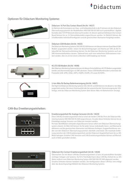 Sensor Temperatur für IP Monitoringsysteme von Didactum