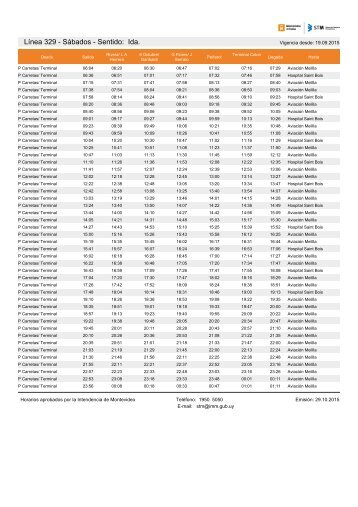 Línea 329 - Sábados - Sentido Ida