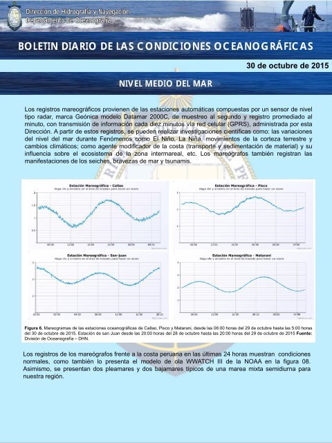 BOLETIN DIARIO DE LAS CONDICIONES OCEANOGRÁFICAS