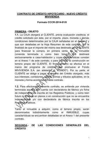 Contrato de CrÃ©dito Hipotecario â Nuevo CrÃ©dito - Caja Municipal ...