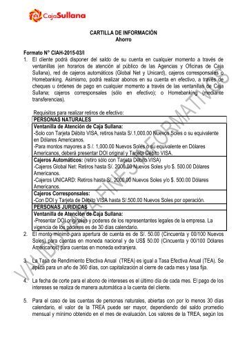 Cartilla de InformaciÃ³n - Caja Municipal de Sullana