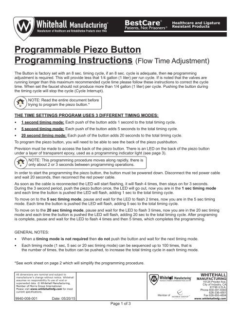 Programmable Piezo Button Programming Instructions