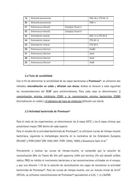 Informe actividad Prontosan® frente a bacterias multiresistentes nosocomiales