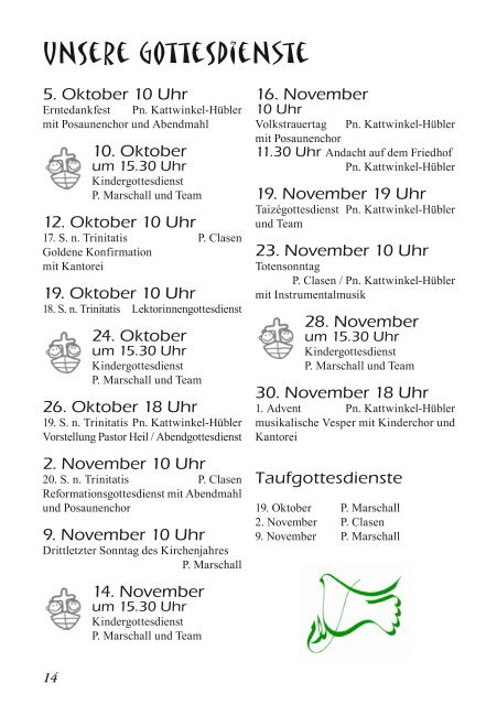 Gemeindebrief 2014-10 Oktober & November