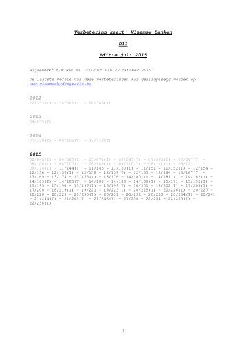 Verbetering kaart Vlaamse Banken D11 Editie juli 2015 2012 2013 2014 2015