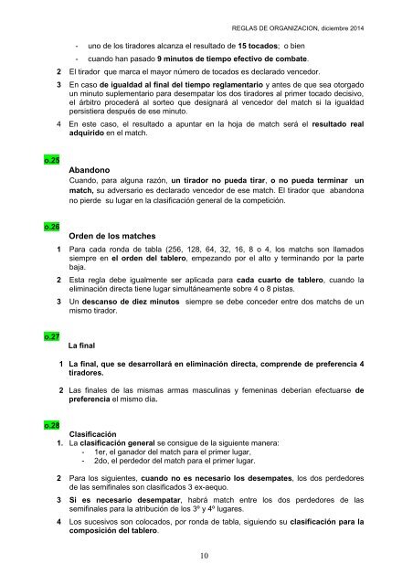 REGLAS DE ORGANIZACIÓN DE ESGRIMA