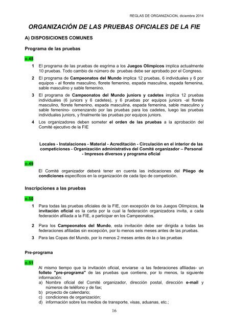 REGLAS DE ORGANIZACIÓN DE ESGRIMA