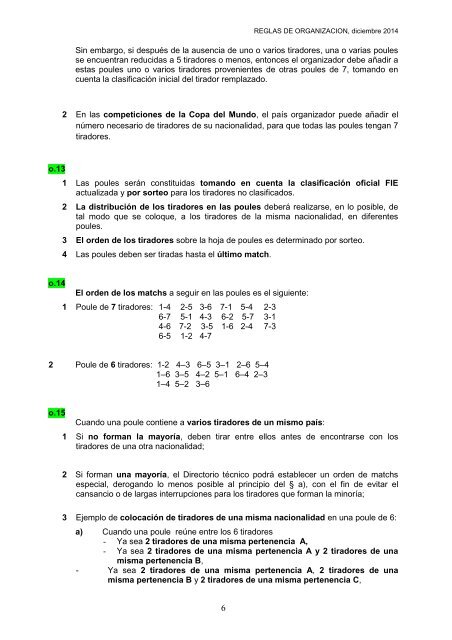 REGLAS DE ORGANIZACIÓN DE ESGRIMA