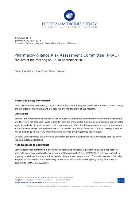 Pharmacovigilance Risk Assessment Committee (PRAC)