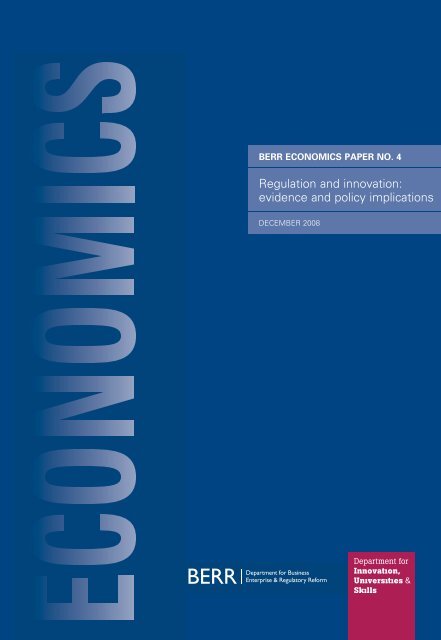 Regulation and innovation: evidence and policy implications (PDF