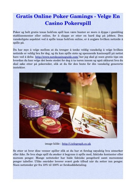 Gratis Online Poker Gamings - Velge En Casino Pokerspill