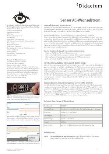 Sensor Wechselstrom für IP-Monitoring Systeme des Herstellers Didactum