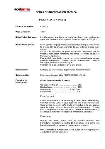 FICHAS DE INFORMACIÓN TÉCNICA