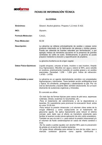 FICHAS DE INFORMACIÓN TÉCNICA