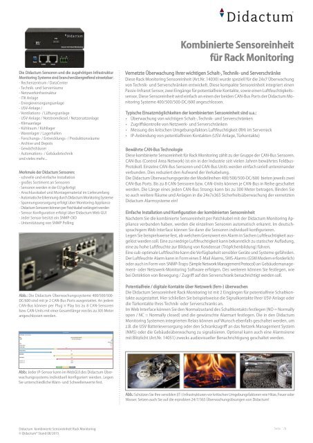 Sensoreinheit Schranküberwachung für vernetzte IT Monitoringsysteme von Didactum