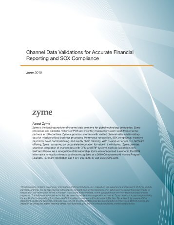 Zyme Channel Data Validations For Financial Reporting and SOX Compliance