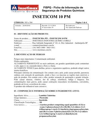 INSETICOM 10 PM (S)-αcyano-3-phenoxybenzyl