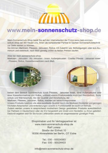 Mein Sonnenschutz Shop