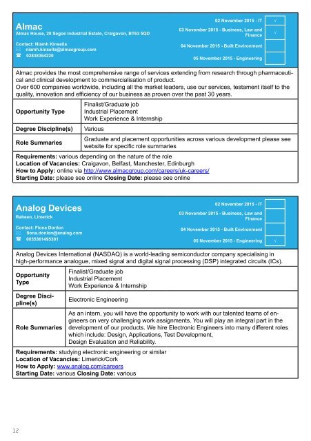 Graduate Recruitment & Work Placement Fairs 2015