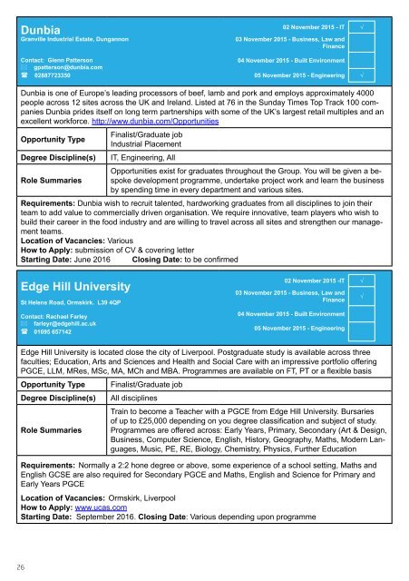 Graduate Recruitment & Work Placement Fairs 2015