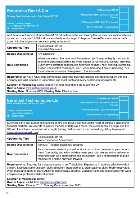 Graduate Recruitment & Work Placement Fairs 2015