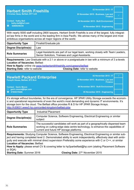 Graduate Recruitment & Work Placement Fairs 2015