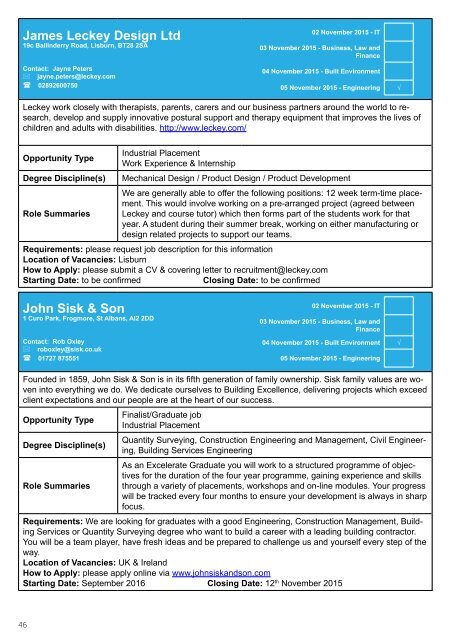 Graduate Recruitment & Work Placement Fairs 2015