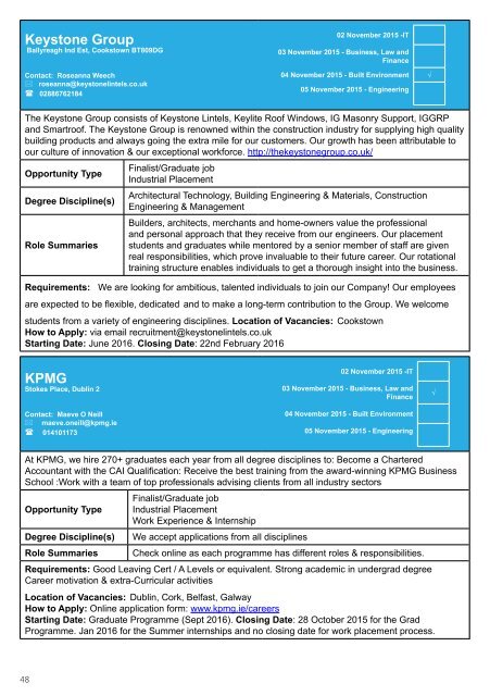 Graduate Recruitment & Work Placement Fairs 2015