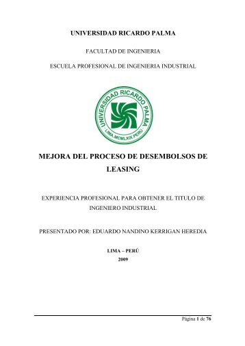 MEJORA DEL PROCESO DE DESEMBOLSOS DE LEASING