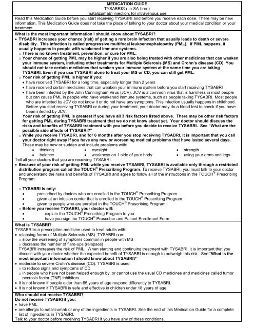 Patient Medication Guide (PDF) - Tysabri