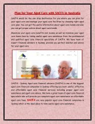 Plan for Your Aged Care with SACFA in Australia