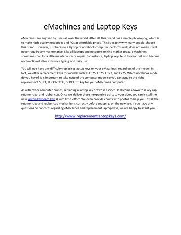 eMachines and Laptop Keys