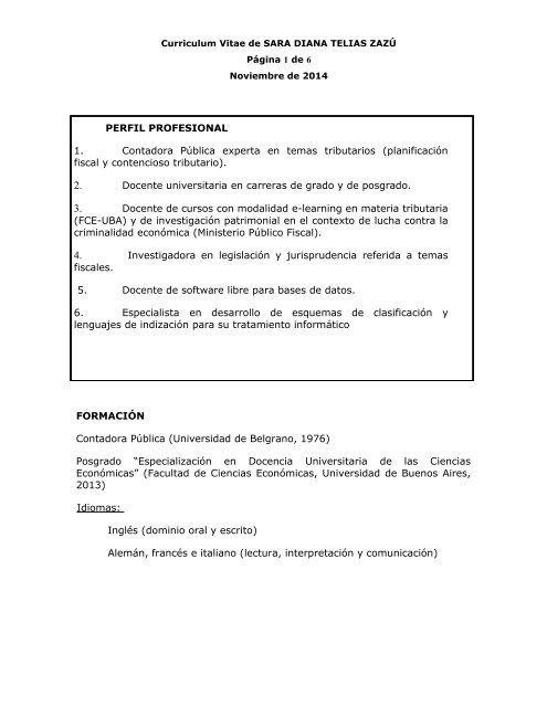 CV de Sara Diana Telias - Fiscus