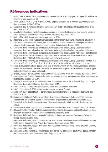 DROITS FONCIERS DES FEMMES AU BURUNDI LE TEMPS DE L’ACTION