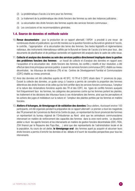 DROITS FONCIERS DES FEMMES AU BURUNDI LE TEMPS DE L’ACTION