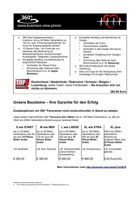 Leistungsbeschreibung & Preisliste - Business View Photo Ag