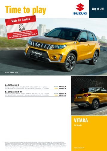 VITARA Preise, Ausstattung und technische Daten