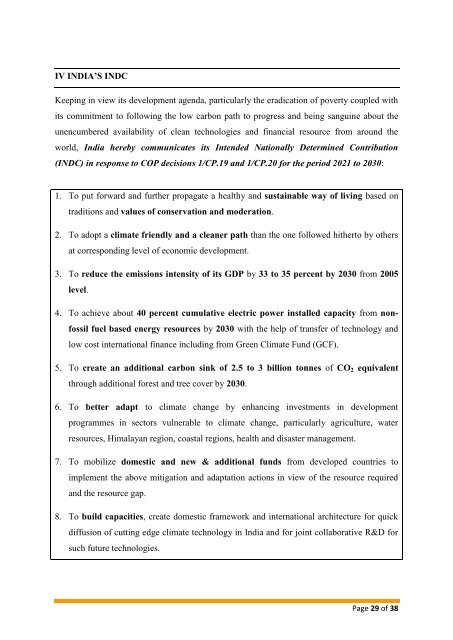 INDIA’S INTENDED NATIONALLY DETERMINED CONTRIBUTION