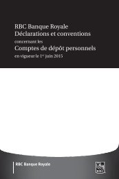 RBC Banque Royale Déclarations et conventions Comptes de dépôt personnels