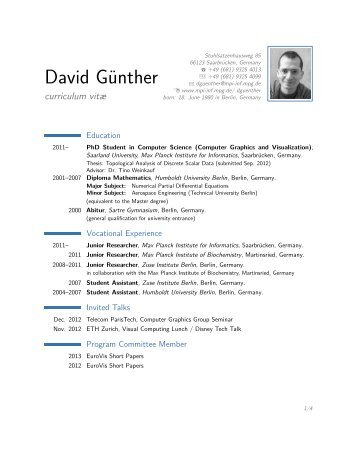 David Günther – curriculum vitæ - Max-Planck-Institut für Informatik