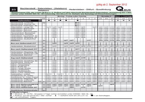 Quedlinburg - Ditfurt - Hedersleben - Gatersleben ... - Q-Bus