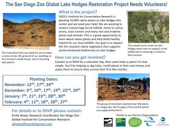 San Diego Zoo Global Restoration Volunteers Needed