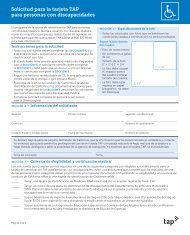 Solicitud para la tarjeta TAP para personas con discapacidades