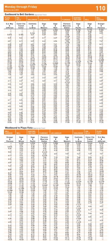 Line 110 -- Metro Local - Playa Vista - Bell Gardens via Jefferson Bl ...