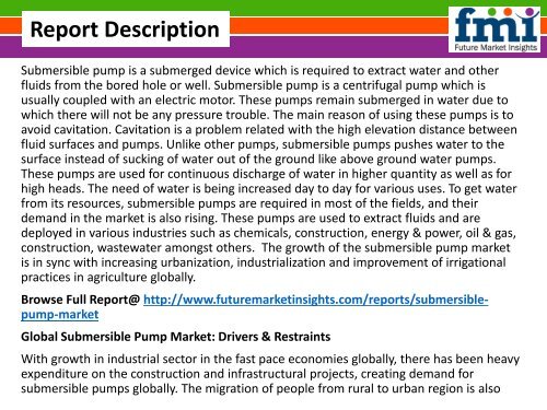 FMI: Submersible Pump Market Dynamics, Supply Demand, Analysis and Supply Demand 2015-2025