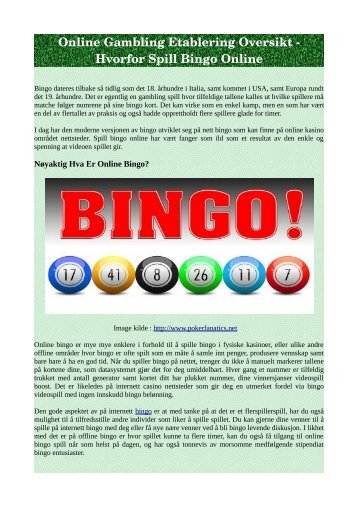 Online Gambling Etablering Oversikt - Hvorfor Spill Bingo Online